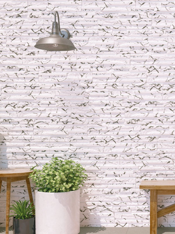 Marmo Calacatta Marble Split Face Effect Porcelain Wall Tiles - 170x520