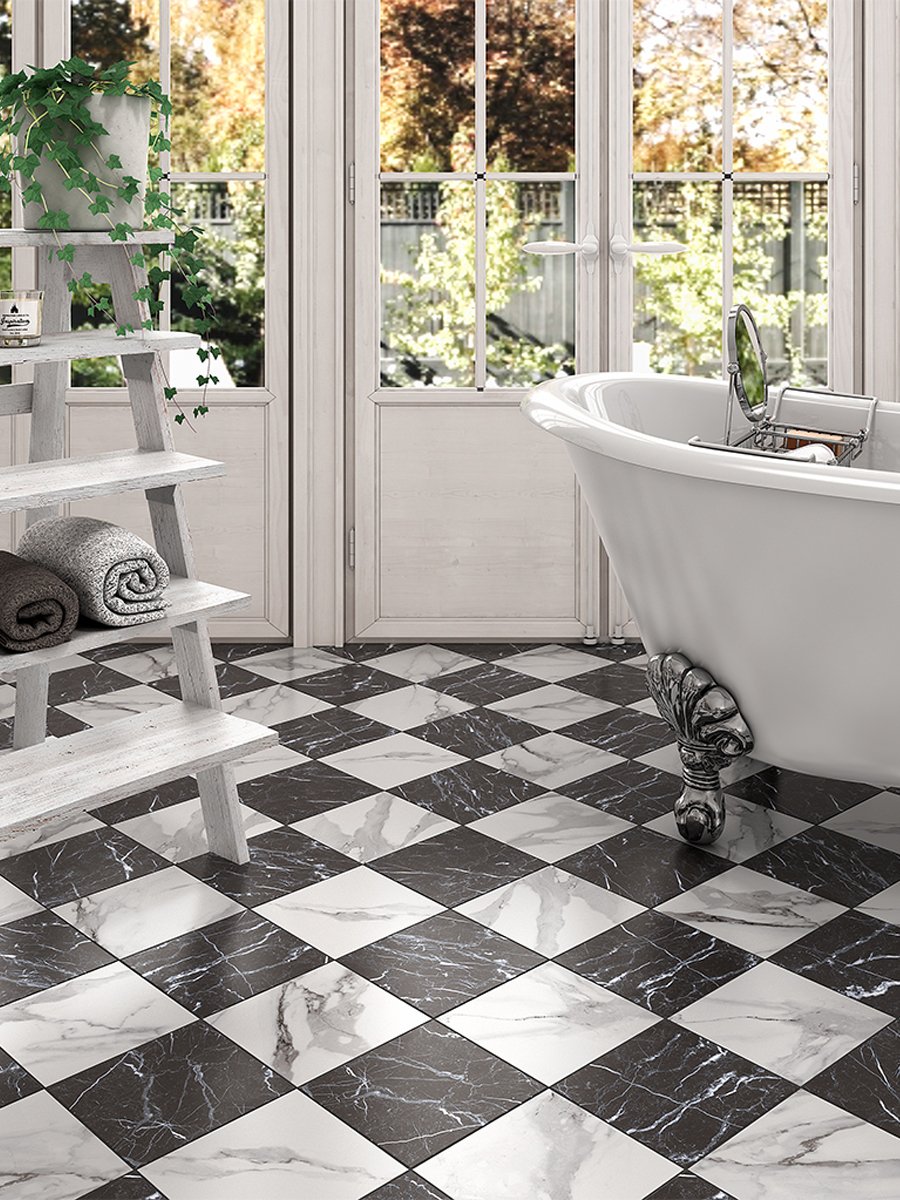 Marquina Black Victorian Tiles - 200x200mm