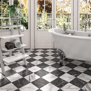 Marquina Black Victorian Tiles - 200x200mm
