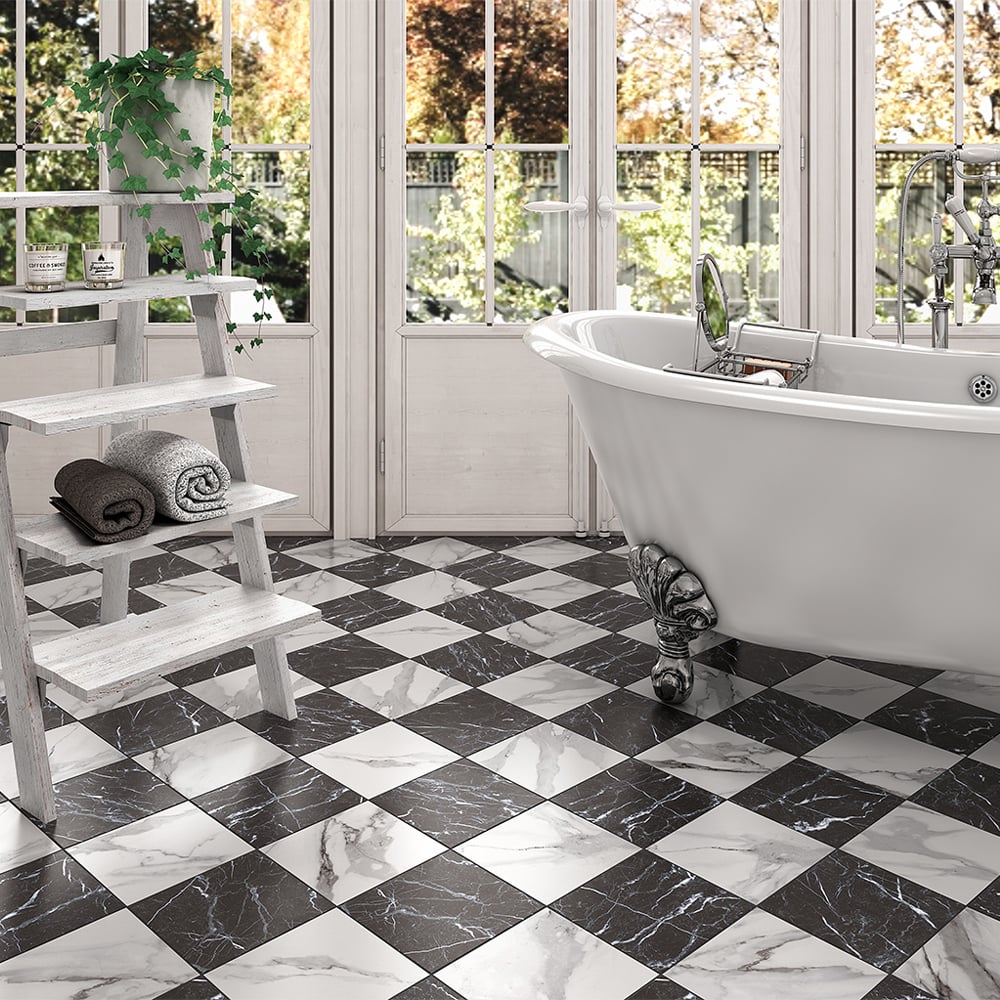 Marquina White Victorian Tiles - 200x200mm