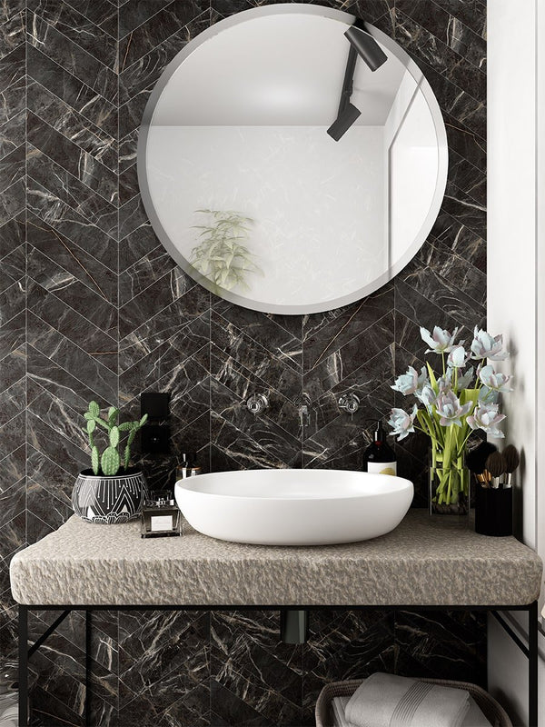 Marquina Gold Chevron Tile - 80x400mm