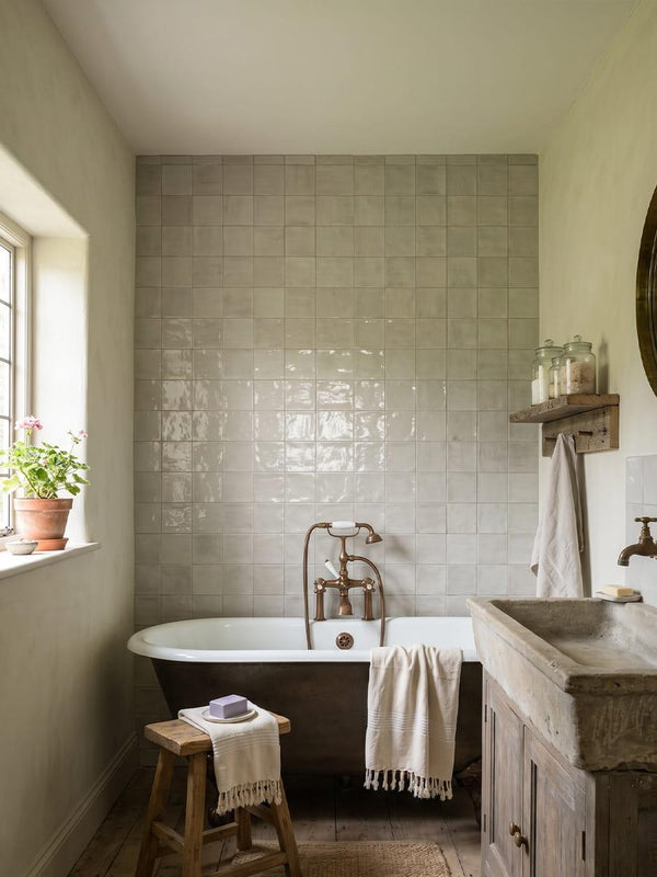 Marrakech White Zellige Porcelain Tile - 100x100mm