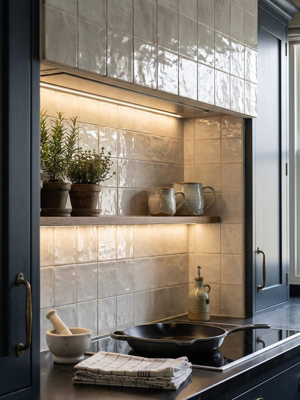 Marrakech White Zellige Porcelain Tile - 100x100mm