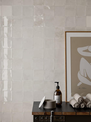 Marrakech White Zellige Porcelain Tile - 100x100mm