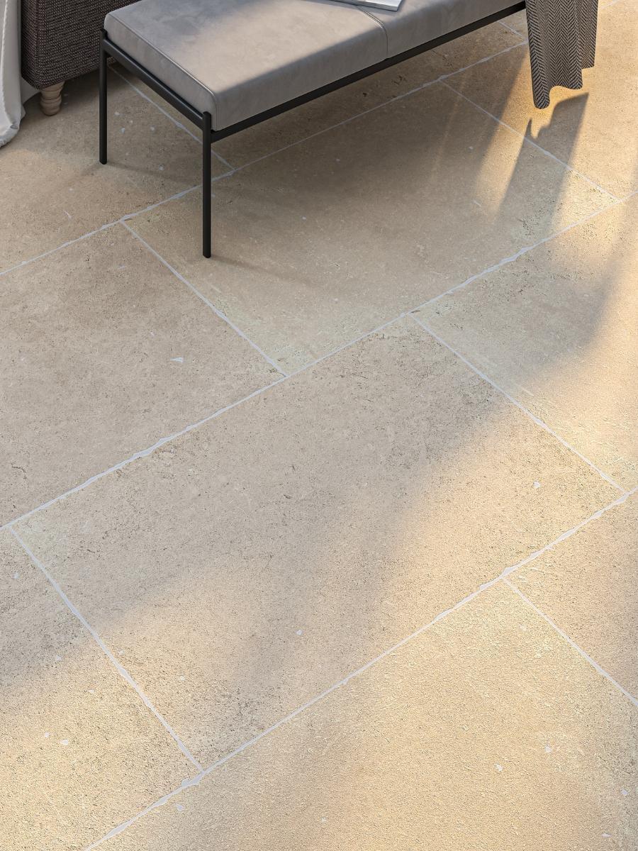 Marseille Cream Antique Chiselled Edge Porcelain Slab - 900x600x20mm
