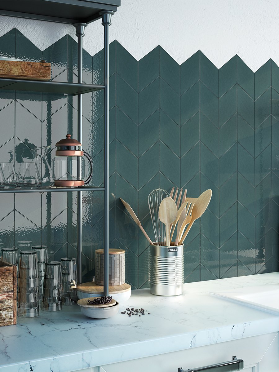 Mayfair Ocean Diamond Gloss Wall Tile - 200x100mm