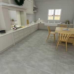 Concrete Light Click Vinyl Floor Tiles - 935x465mm