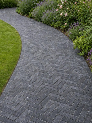 Melly Grey Natural Limestone Slim Sett Pavers - 200x50x40mm