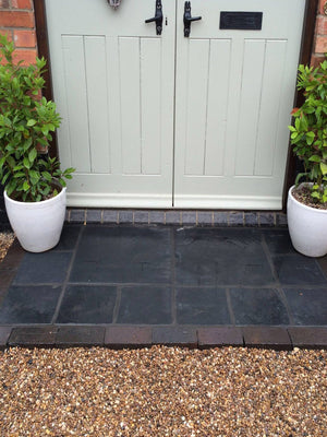 Midnight Black Limestone Paving Slabs - Mix Size Patio Pack
