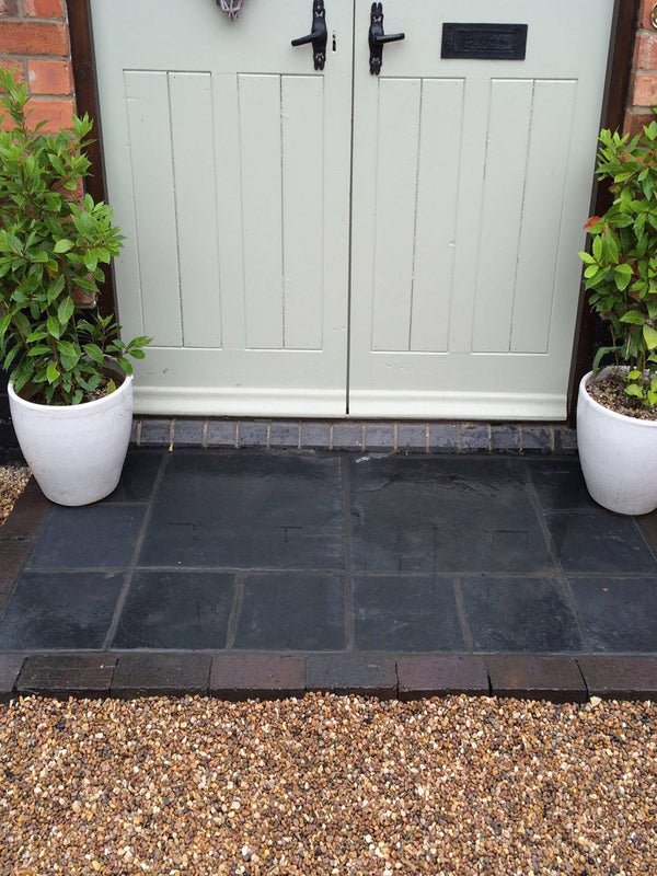 Midnight Black Limestone Paving Slabs - Mix Size Patio Pack
