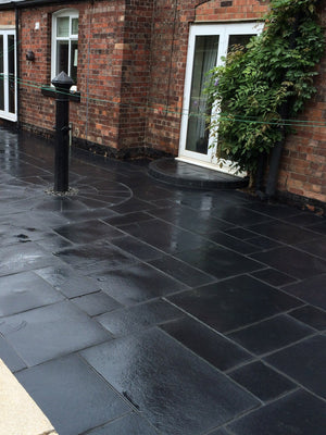 Midnight Black Limestone Paving Slabs - Mix Size Patio Pack
