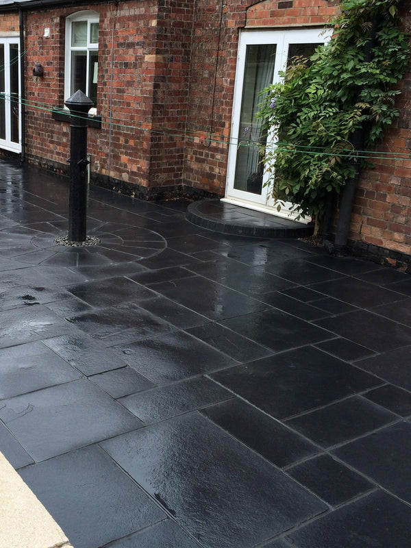 Midnight Black Limestone Paving Slabs - Mix Size Patio Pack
