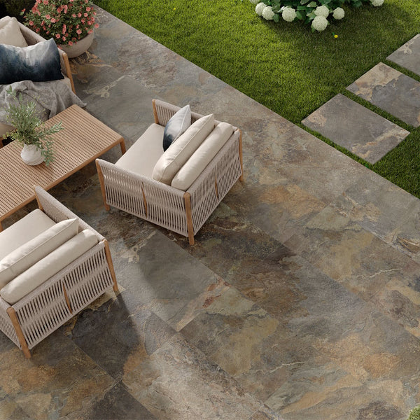 Multicolour Slate Outdoor Porcelain - 900x600x20mm