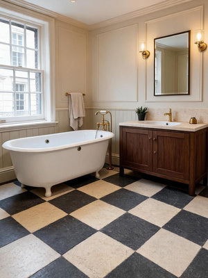 Naples Light And Dark Checkerboard Honed Limestone - 400x400mm