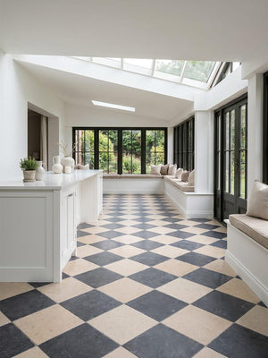 Naples Light And Dark Checkerboard Honed Limestone - 400x400mm