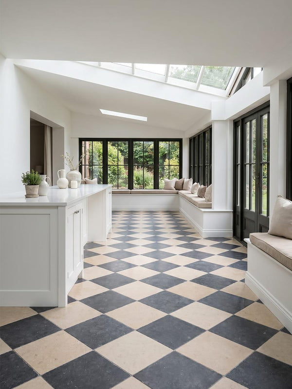 Naples Light And Dark Checkerboard Honed Limestone - 400x400mm