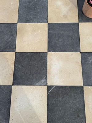 Naples Light And Dark Checkerboard Honed Limestone - 400x400mm