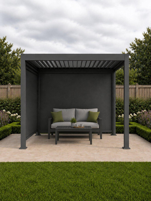Shadow Nord Steel Pergola in Graphite Grey - 3m x 3m Free Standing