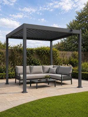 Shadow Nord Steel Pergola in Graphite Grey - 3m x 3m Free Standing