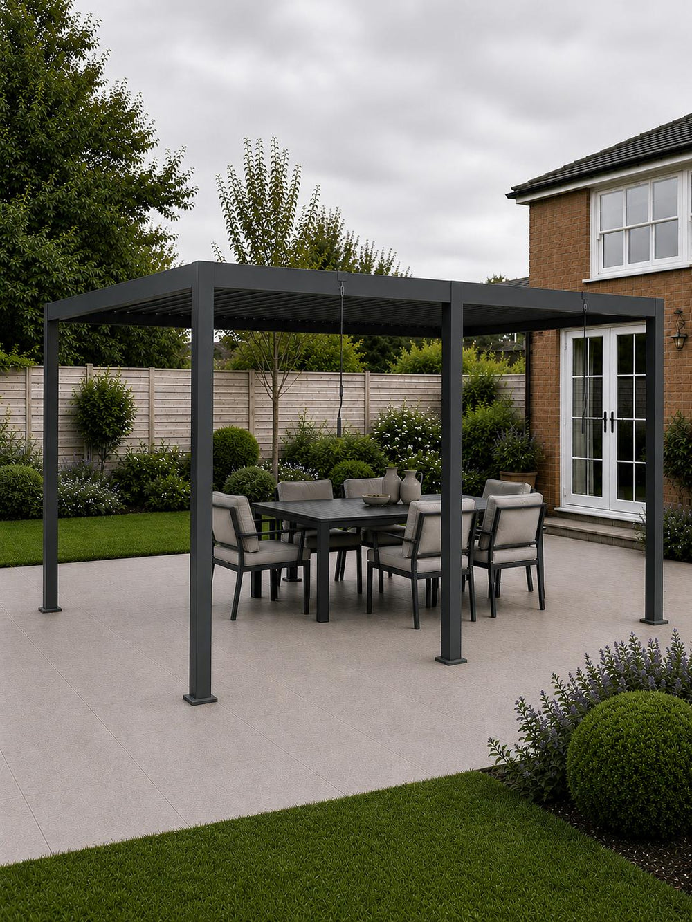 Shadow Nord Steel Pergola in Graphite Grey - 3 x 6m Free Standing
