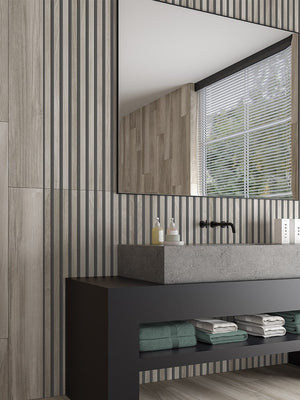 Nordic Taupe Wood Slat Decor Tile - 1200x600mm