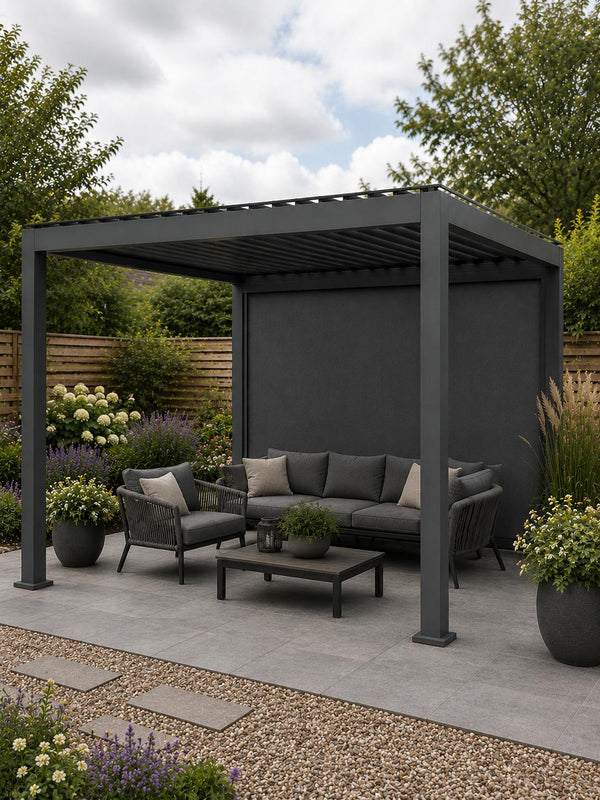 Shadow Nord Steel Pergola in Graphite Grey - 3 x 4m Free Standing