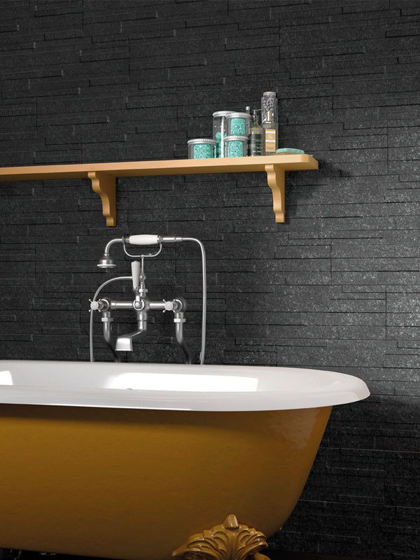 Piedra Nero Slate Split Face Effect Porcelain Wall Tiles - 170x520
