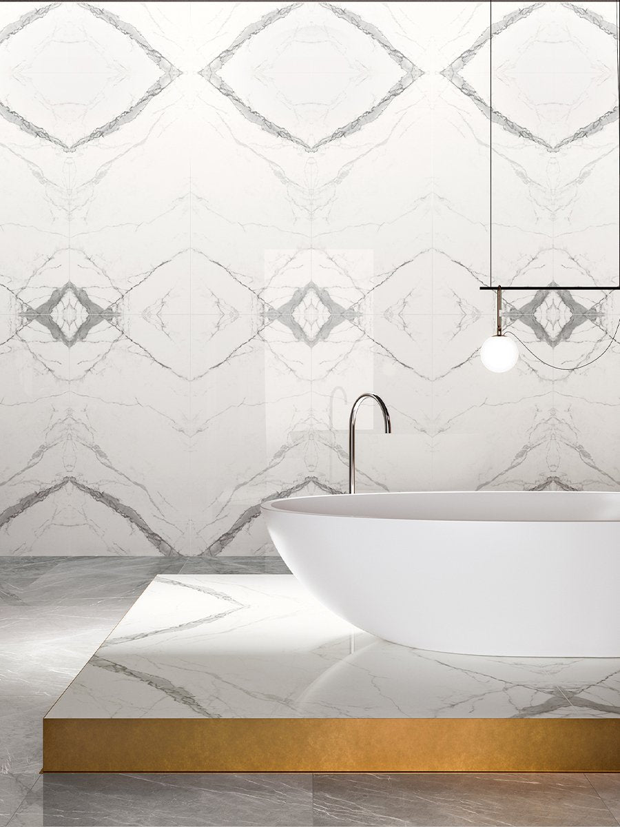 Prestigio Statuario Italian Bookmatch Tile - 750x1500mm