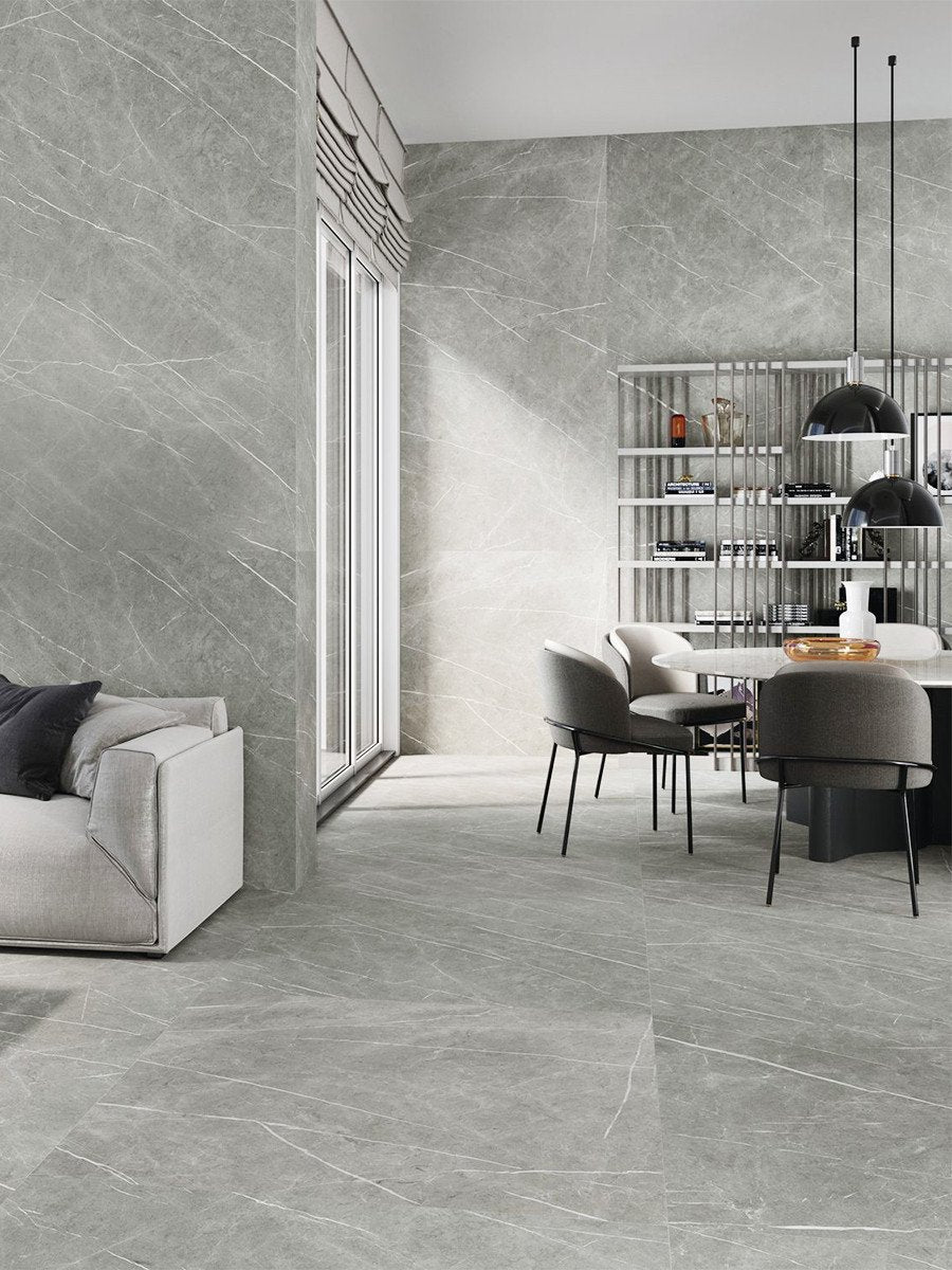 Pulpis Grey Gloss Porcelain Tile - 800x800mm