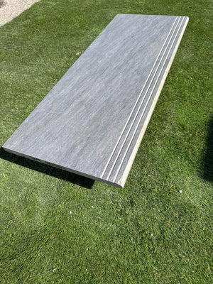 Quartz Anthracite Porcelain Bullnose Tiles - 900x450x20mm