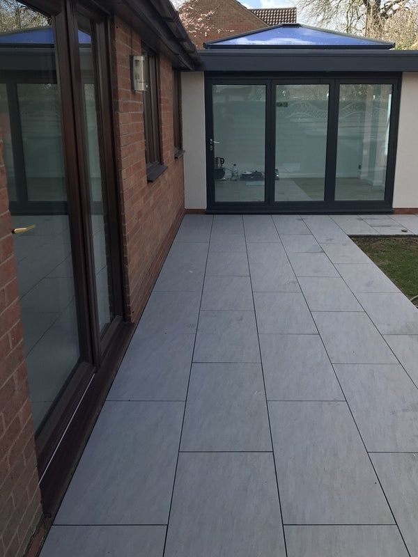 Quartz Grey Outdoor Porcelain Paving Slabs - 900x450x20mm