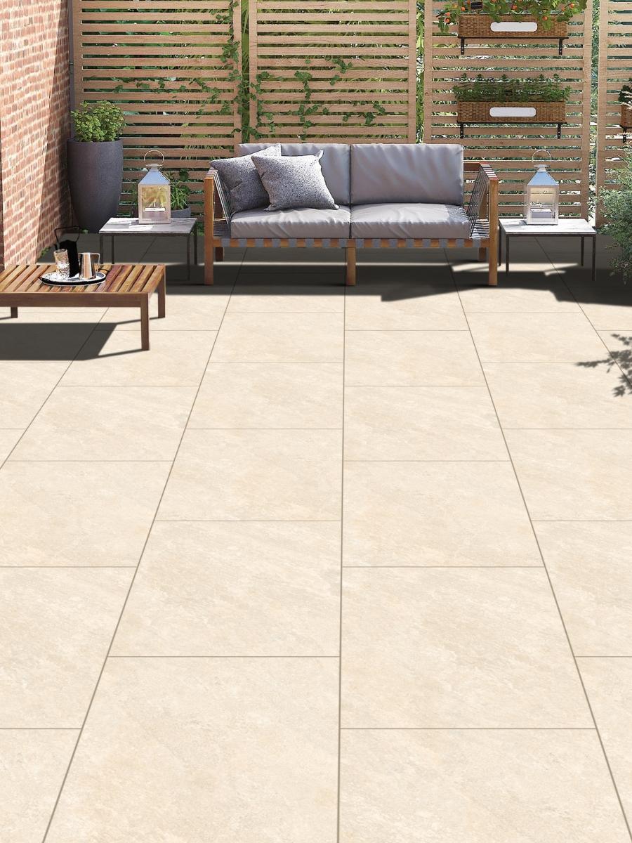 Quartz White Outdoor Porcelain Paving Tiles - 900x600x16mm