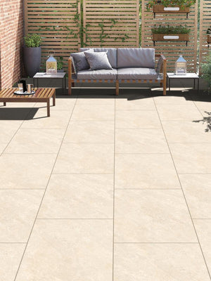 Quartz White Outdoor Porcelain Paving Tiles - 900x600x16mm