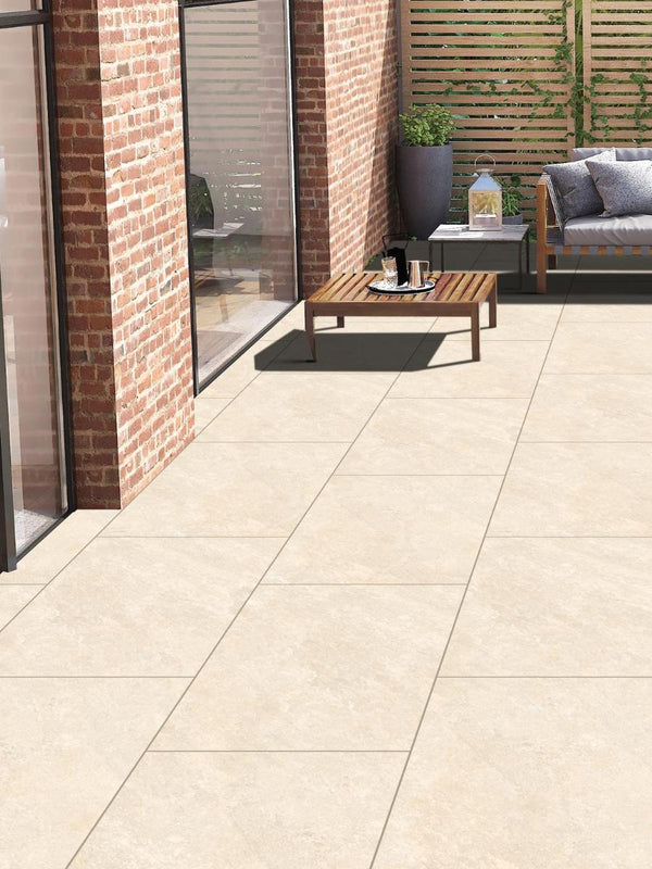 Quartz White Outdoor Porcelain Paving Tiles - 900x600x16mm