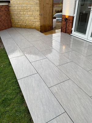 Quartz Grey Outdoor Porcelain Paving Slabs - 900x450x20mm