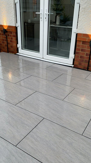 Quartz Grey Outdoor Porcelain Paving Slabs - 900x450x20mm