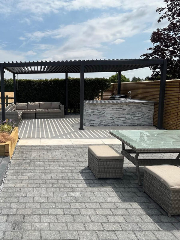 Raj Black Granite Paving Slabs - 150x150x20mm
