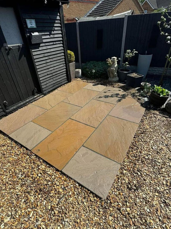 Raj Green Indian Sandstone Paving Slabs - 900x600 Pack