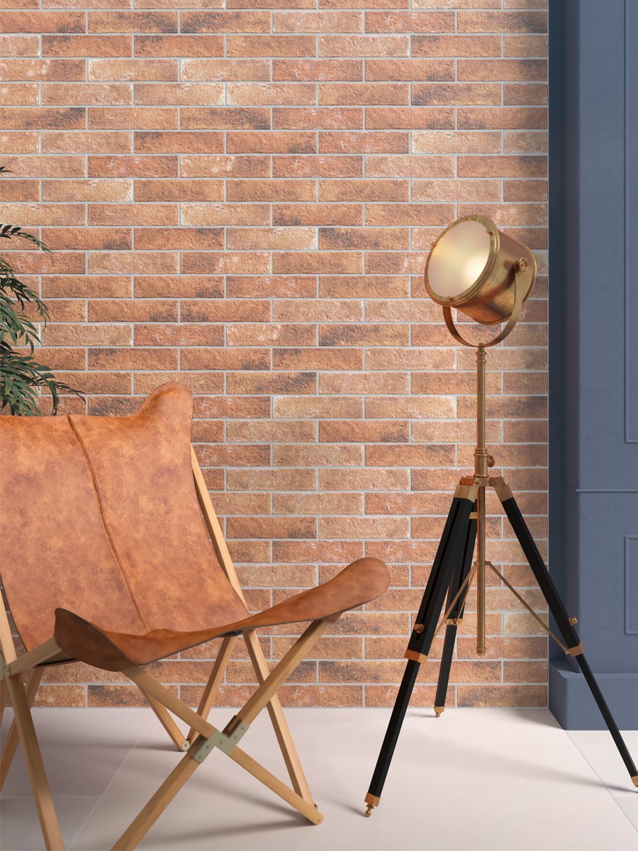 Red Brick Effect Porcelain Wall & Floor Tile - 75x300mm