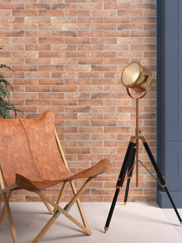 Red Brick Effect Porcelain Wall & Floor Tile - 75x300mm