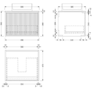 Rio Solid Wood Fluted Vanity With/Without Mirror - 400mm / 600mm / 800mm