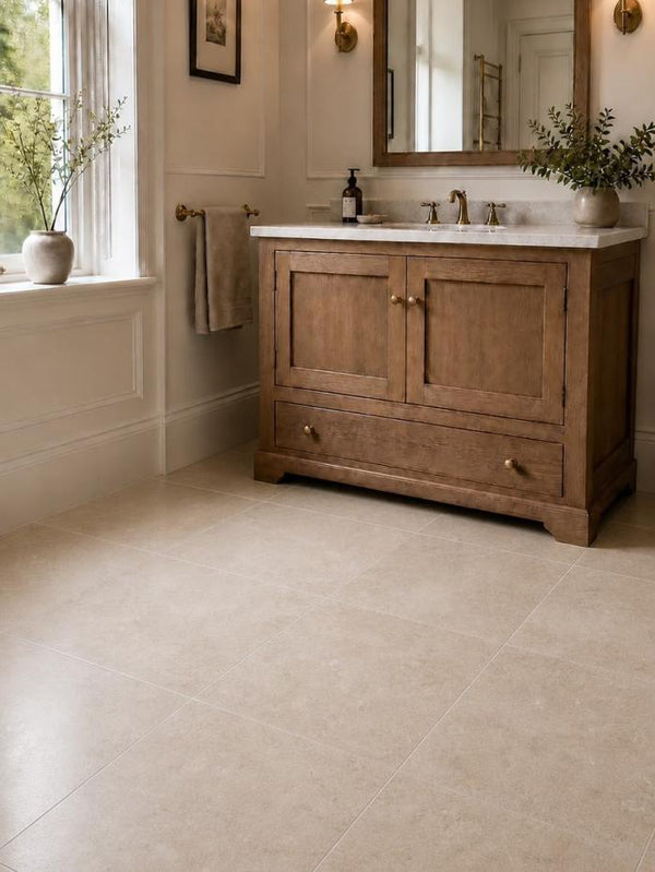 Riviera Beige Antique Checkerboard Limestone Tiles - 400x400x15mm