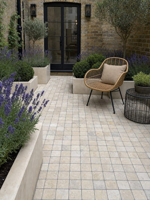 Riviera Antique Tumbled Limestone Cobble Setts - 100x100x30mm