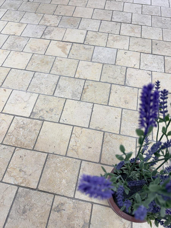 Riviera Antique Tumbled Limestone Cobble Setts - 100x100x30mm