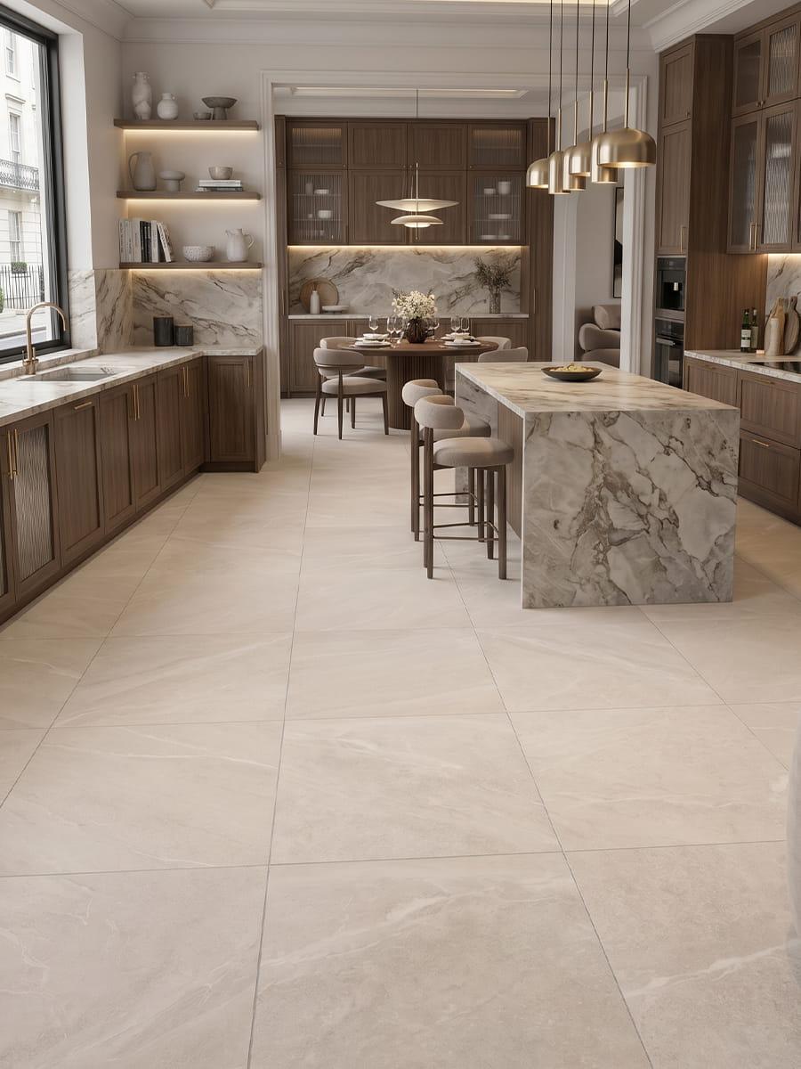 Roca Beige Matt Porcelain Tile - 600x600mm