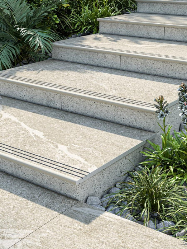 Roca Beige Porcelain Bullnose Tiles - 900x450x20mm