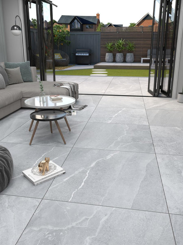 Roca White Outdoor Porcelain Paving Slabs - 1000x1000x20mm
