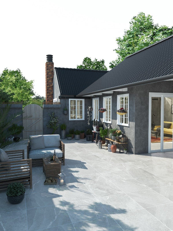 Roca White Outdoor Porcelain Paving Tiles - 900x600x16mm
