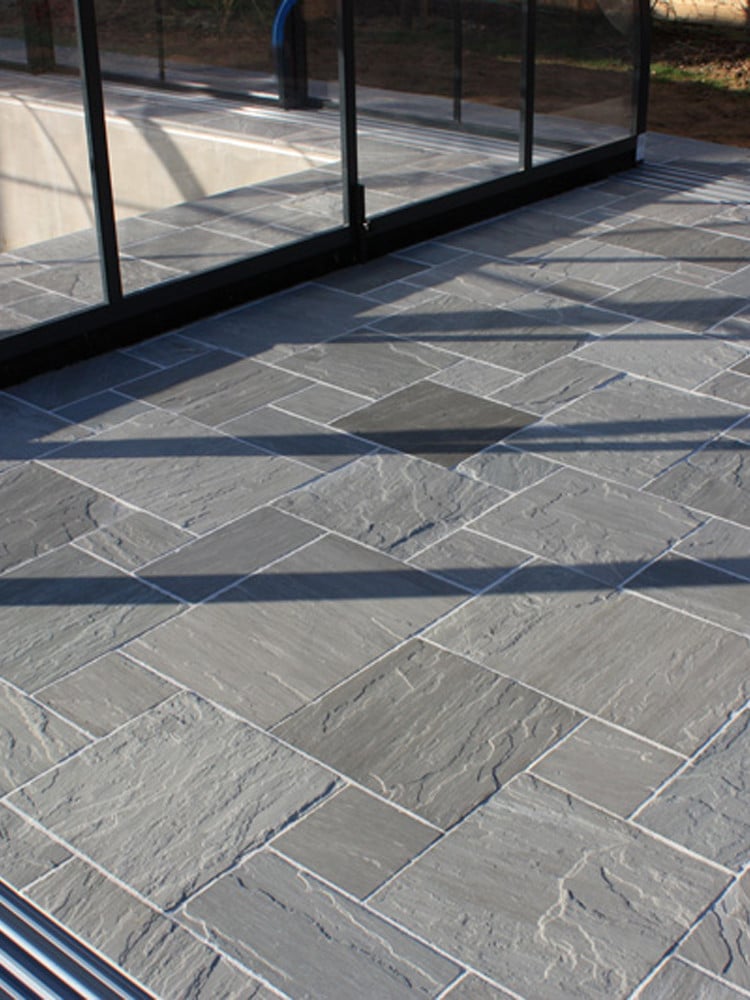 Kandla Grey Indian Sandstone Paving Slabs - Mix Size Patio Pack