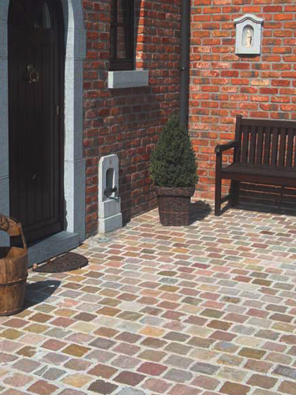 Mix Brown Antique Tumbled Natural Sandstone Setts - 100x100 Pack
